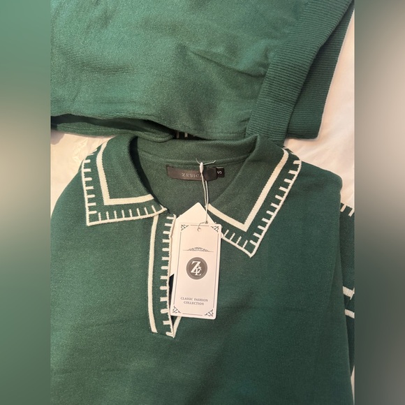 ZESICA 2 Piece Fall Outfits Long Sleeve V Neck Knit Sweater Tops Wide Leg Pants - Picture 4 of 5